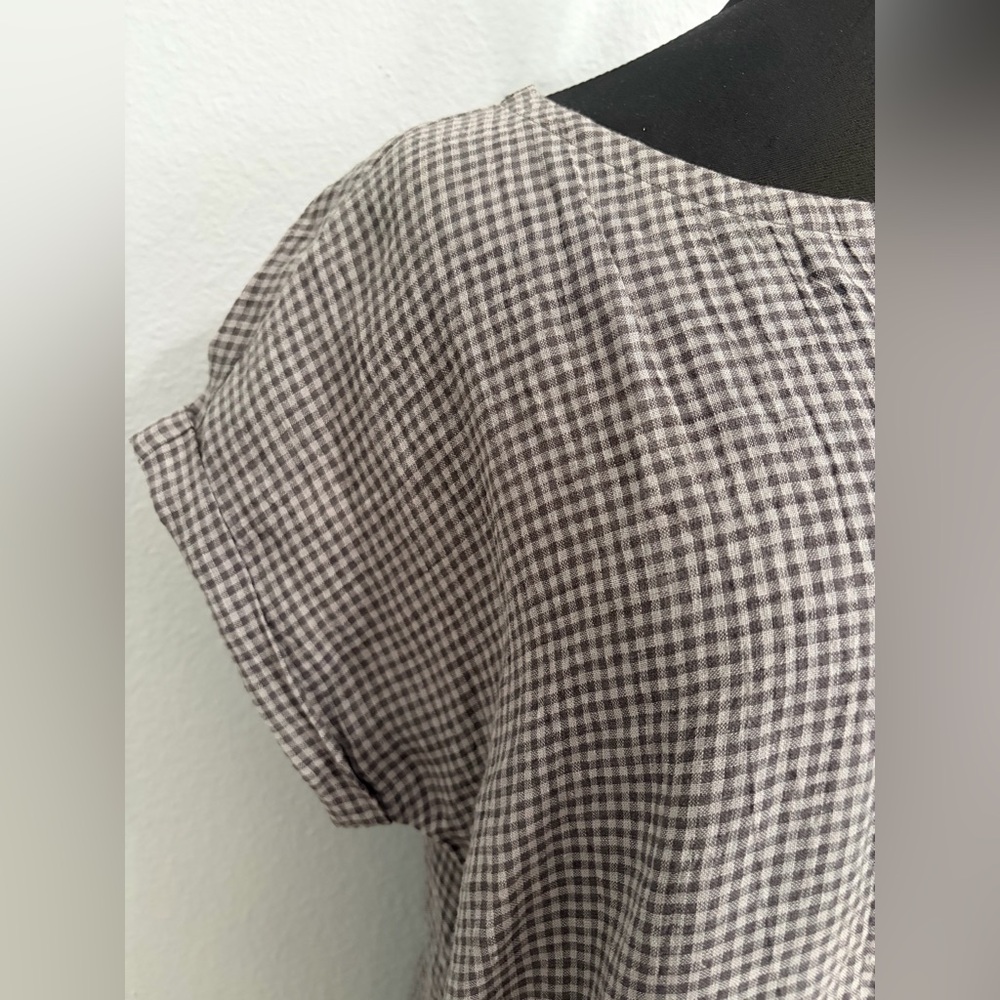 Eileen Fisher Gingham Short-Sleeve Dress